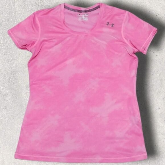 UNDER ARMOUR FITTED HEATGEAR PINK TIE-DYE T-SHIRT, SIZE MEDIUM - Picture 1 of 7